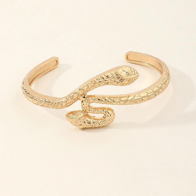 Bz1364 Personality Metal Snake Bracelet Exaggerated and Personalized Curved Snake Pattern Bracelet Opening Adjustable
