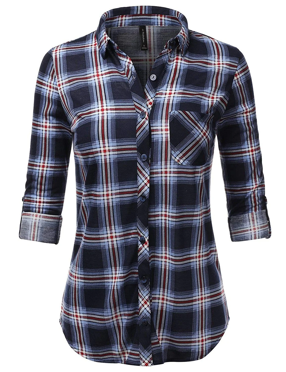 Perfection Women's Long Sleeve Collared Button Down Plaid Flannel Shirt