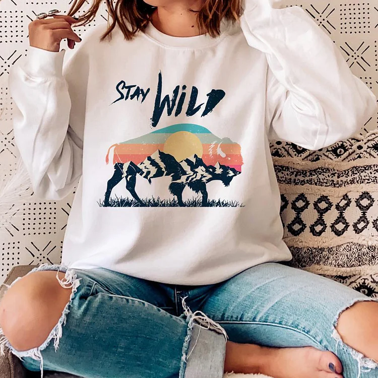 Printed casual long-sleeved pullover