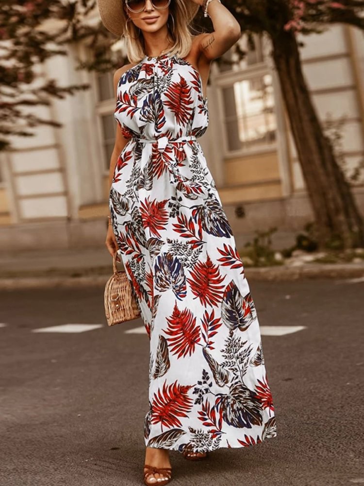 Bohemian Vintage Print Halterneck Dress P10309