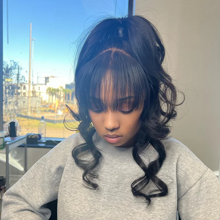 Body Wave with Bang Realistic Knotless 13x4 Lace Front Wig