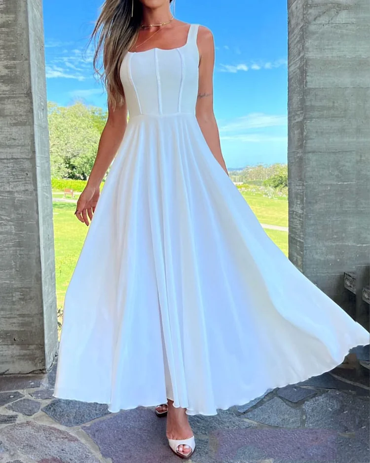 Casual Solid Color Sleeveless Dress