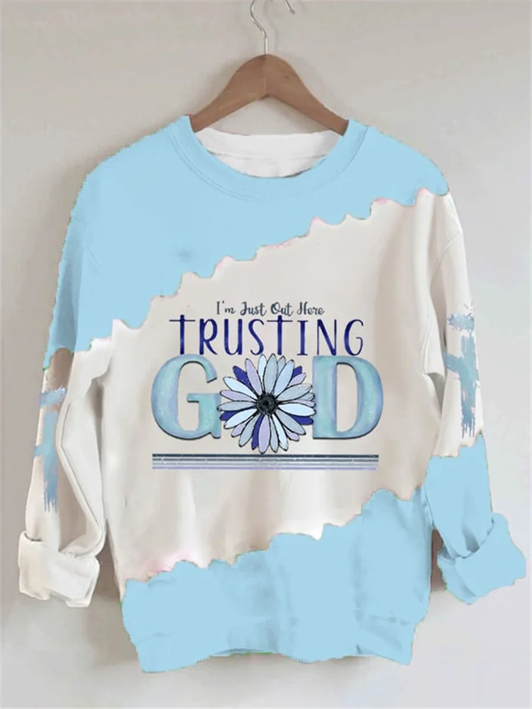 Trusting God Daisy Ankh Cross Tie Dye Sweatshirt