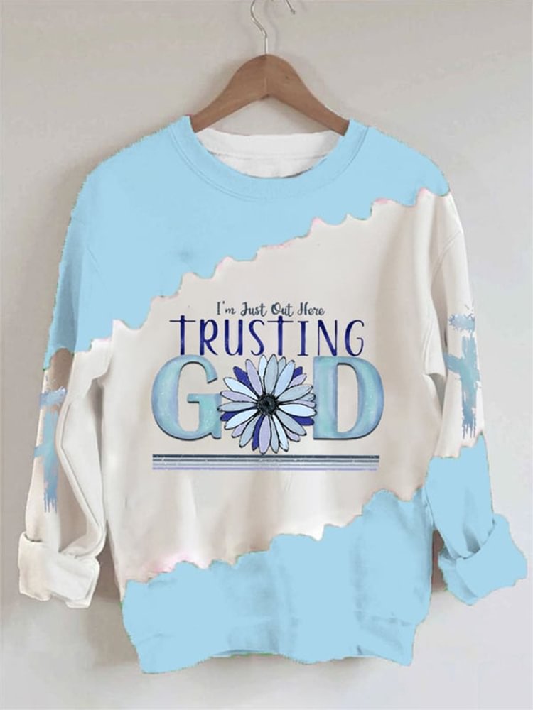 Trusting God Daisy Ankh Cross Tie Dye Sweatshirt