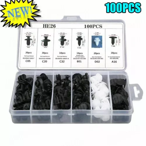 Dronehint 100pc Universal Auto Bumper Parts Set Fastener Clip Push Type Retainer Pin Rivet (For: Audi Sport) Parts