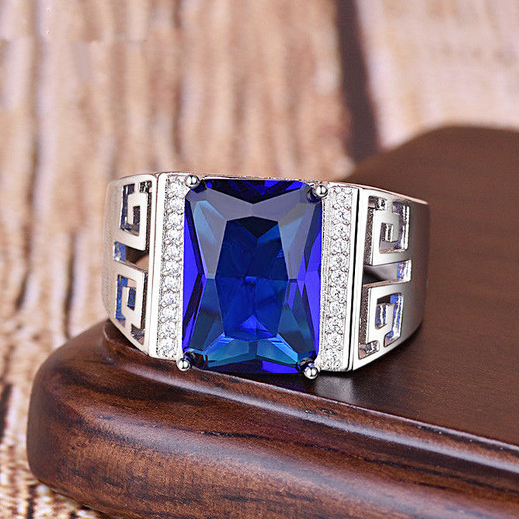 S925 Vintage Sapphire Silver Ring