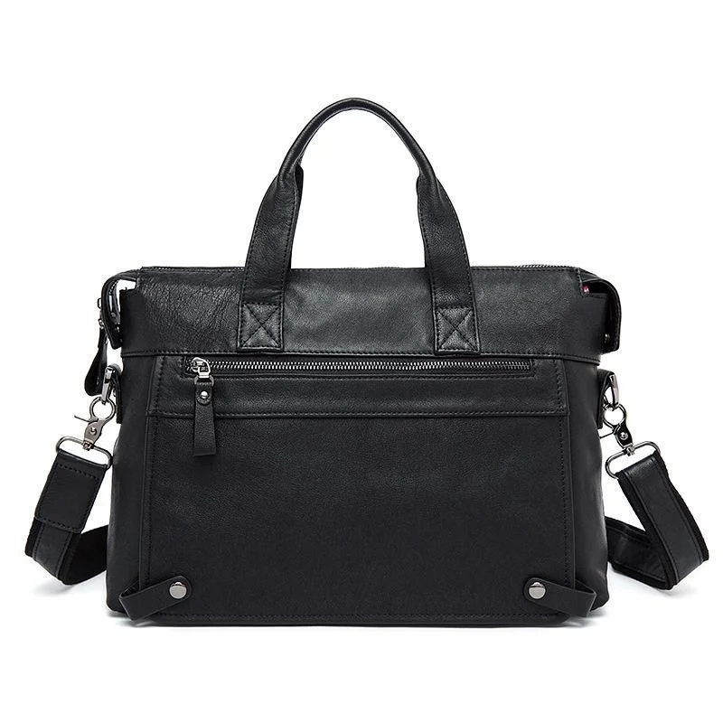 Men's Large-Capacity Handbag Business Leather Briefcase Crossbody Bag