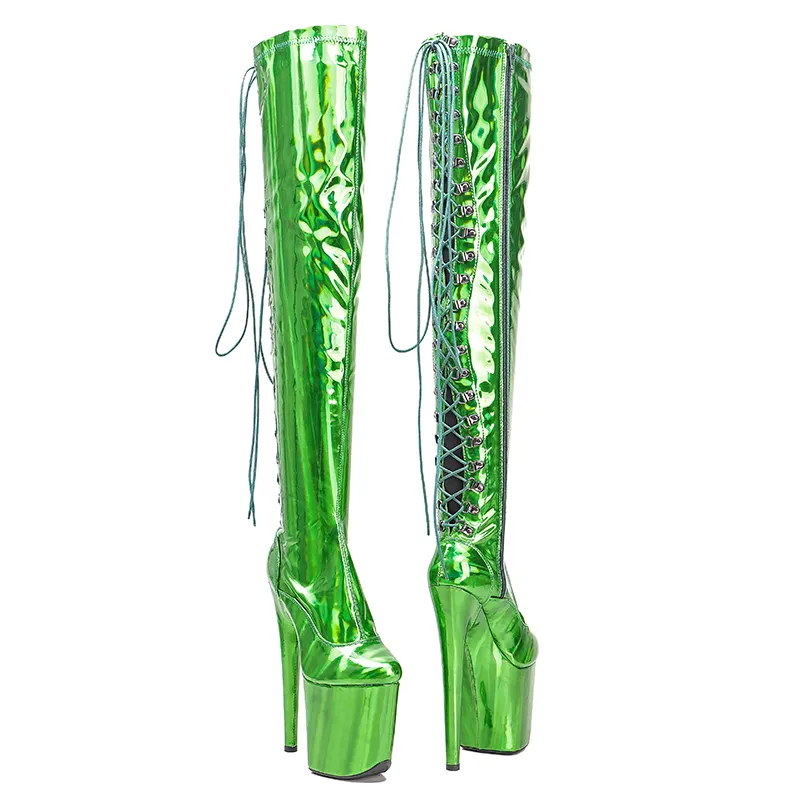 VCshoes 20CM/8inches PU Upper Pole Dancing Shoes High Heel Platform Boots Closed Toe Thigh High Boots 5B