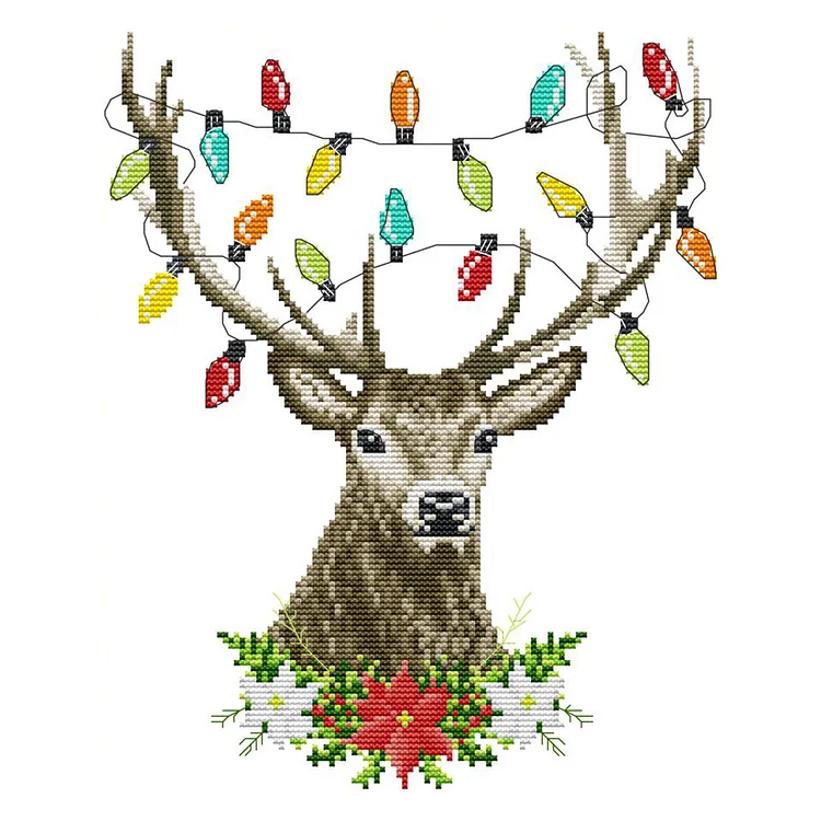 Joy Sunday Christmas Antlers 14CT Stamped Cross Stitch 27*32CM