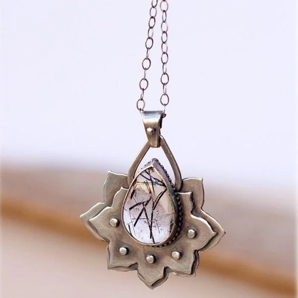 Sterling Silver Double Floral Pendant Necklace