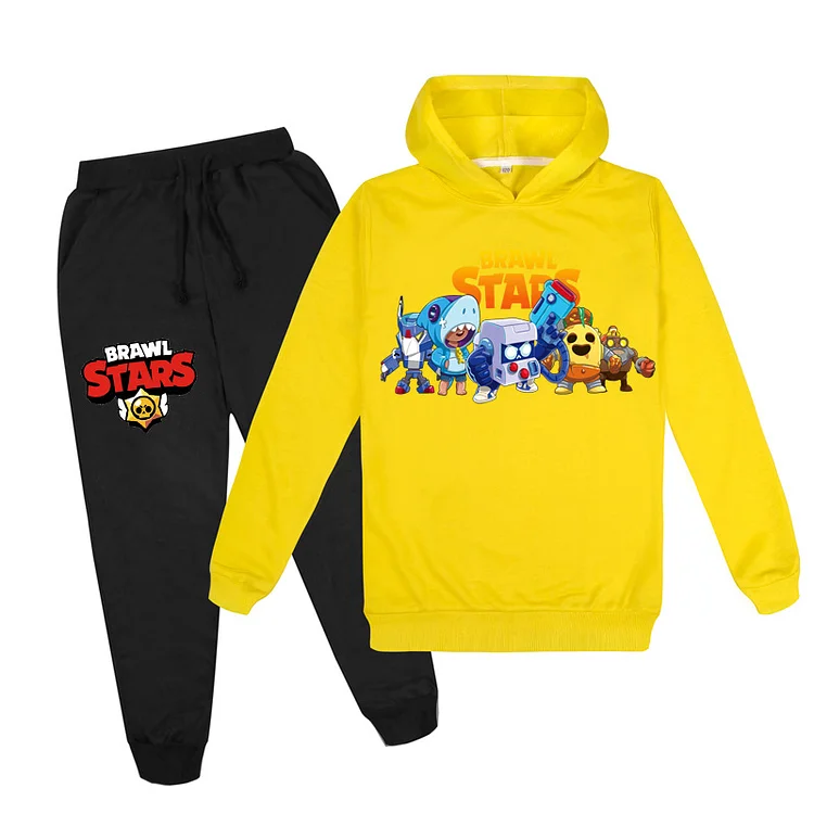 Mayoulove Brawl Stars Kids Long Sleeve Hoodie Pants Set - Gaming Fan Clothing for Boys and Girls Ages 6-14, Soft and Comfortable, Perfect for Casual Wear and Outdoor Activities-Mayoulove