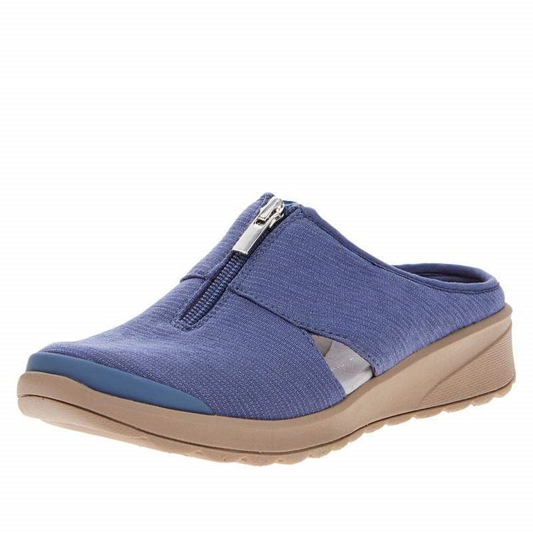 Comfortable Zip Front Slip-On Mule