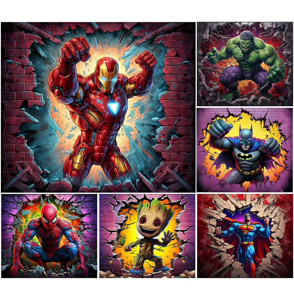 Aesthetic Iron Man And Spiderman Heroes - Diamond Painting 