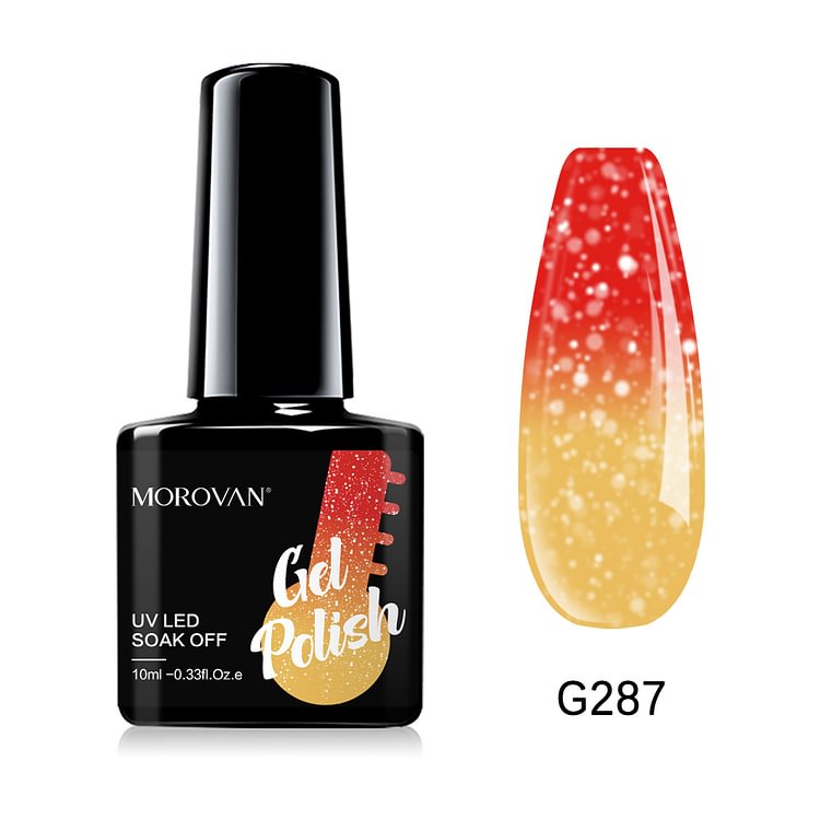 Morovan Navajo White/Orange Red Glitter Temperature Color Changing Gel Nail Polish G287