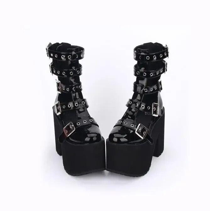 VCshoes Mori Girl Women Punk Motorcycle Shoe Lady Lolita Ankle Boots Woman High Trifle Heels Pumps Platform Shoes