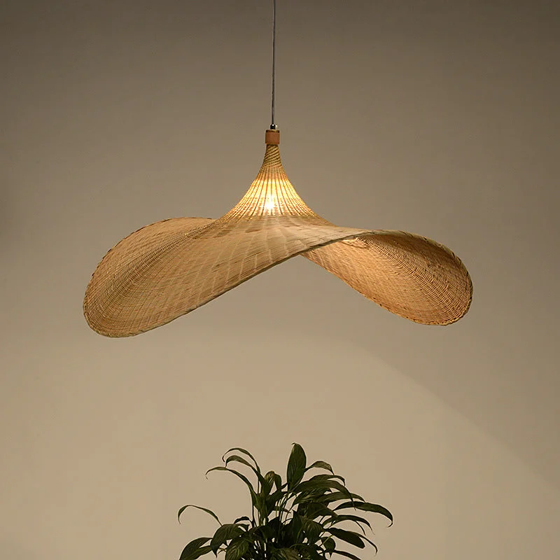 Handmade Bamboo Wicker Straw Hat Pendant Light Shade