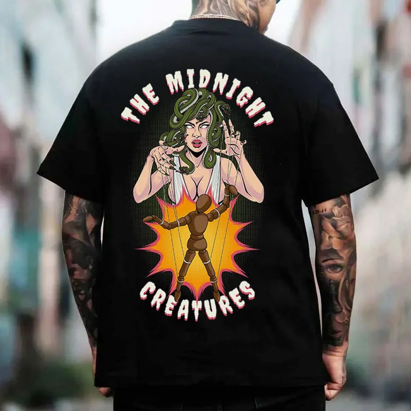 THE MIDNIGHT CREATURES Witch Black Print T-Shirt