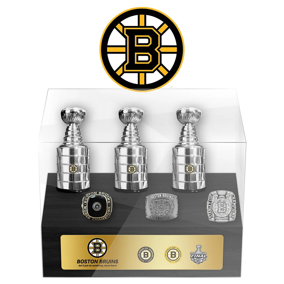 Boston Bruins NHL Trophy And Ring Display Case