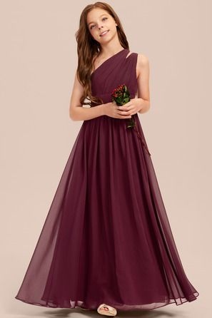 Daisda One SHoulder Sleeveless A Line Junior Bridesmaid Dress With Tulle