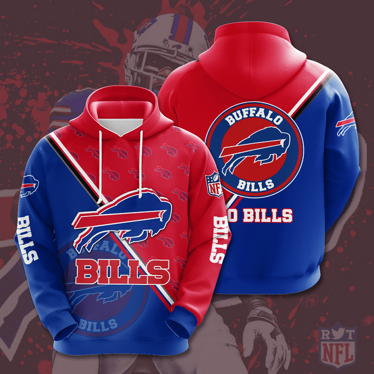 Buffalo Bills 3D Printed Hooded Pocket Pullover Hoodie