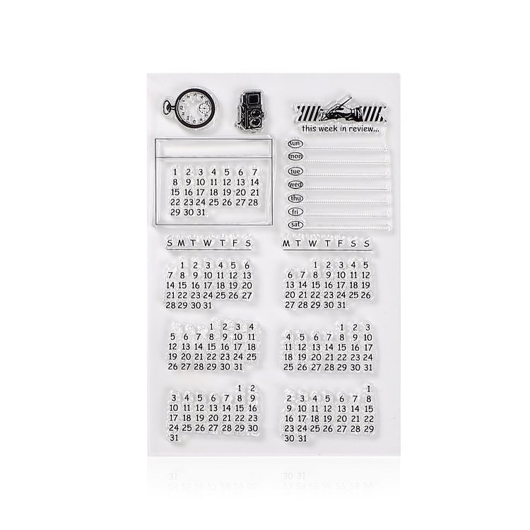 JOURNALSAY Vintage Digital Calendar List Transparent Stamps