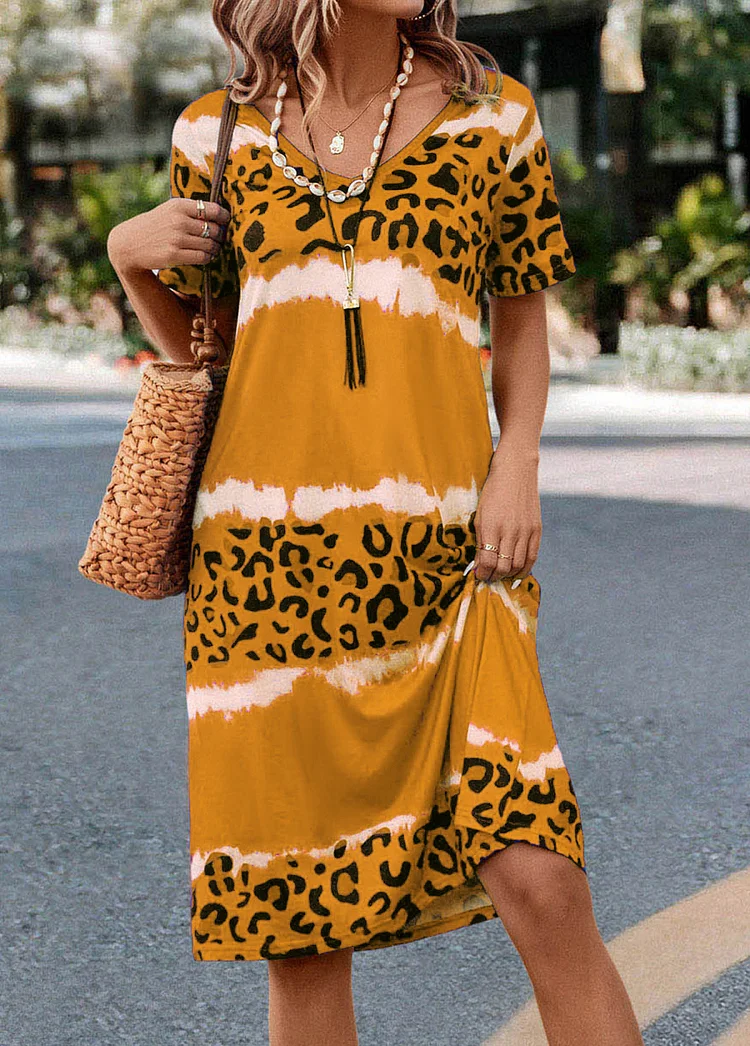 Women's Sexy Leopard Print Casual Midi Dress VangoghDress