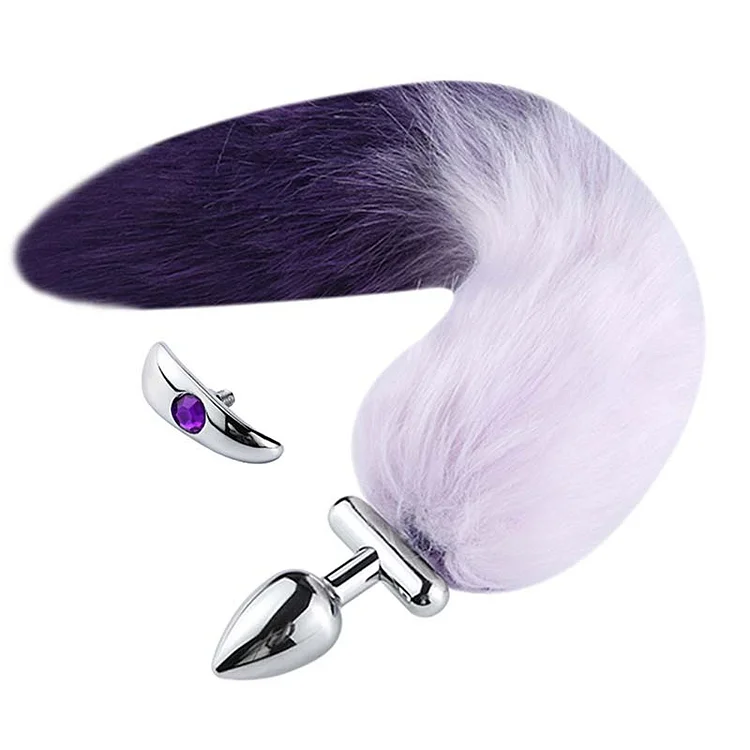 Purple Fox Tail Metal Butt Plug
