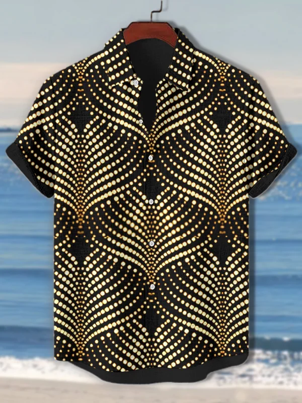 Men's Geometric Polka Dot Print Short Sleeve Shirt