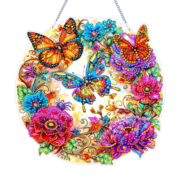 Double Sided Special Shaped Butterfly 5D DIY Diamond Art Pendant Home Decoration