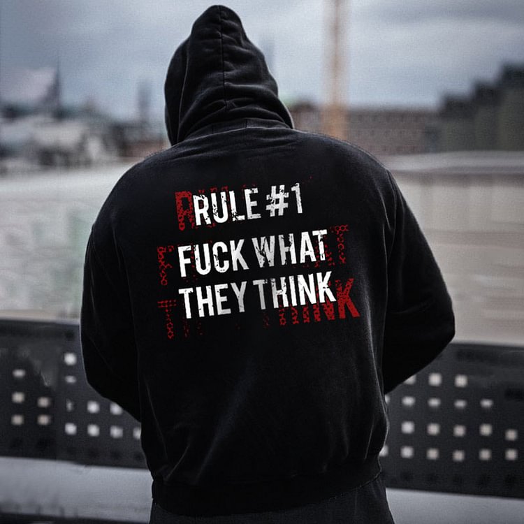 Men's Fashion Letter Printed Casual Black Hoodies