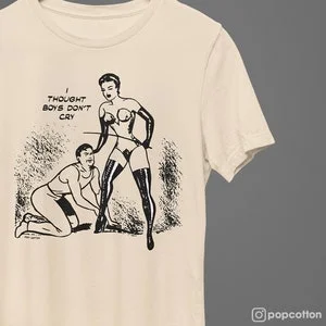 pornhint Pornhint Vintage Femdom Dominatrix I Thought Boys Don't Cry Pop Cotton Unisex Tee T-Shirt