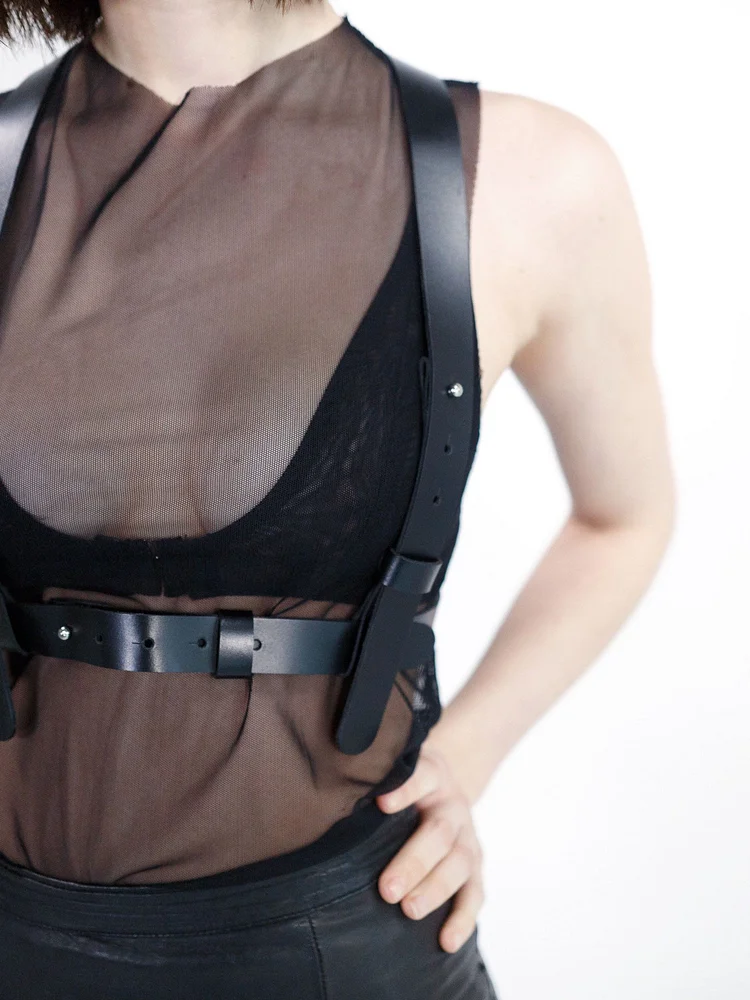 pornhint Pornhint Leather harness/ Black/ Body Harness/ Fashion Accessories/ Harness Belt/Bondage harness/ Mature leather harness women