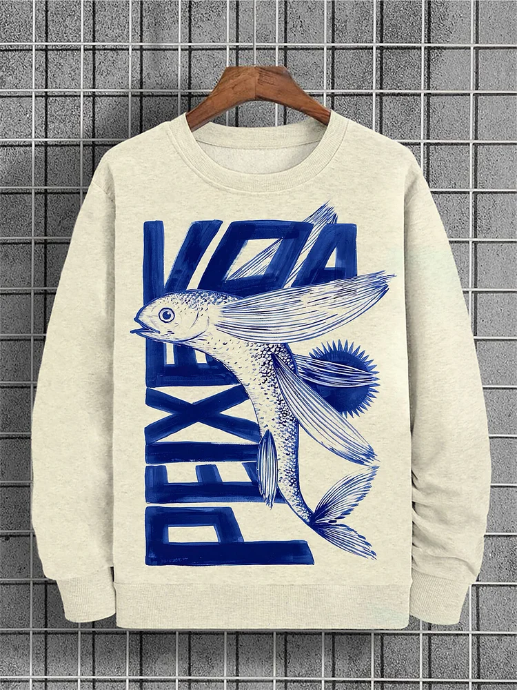 Men's Flying Fish Art Print Casual Sweatshirt
