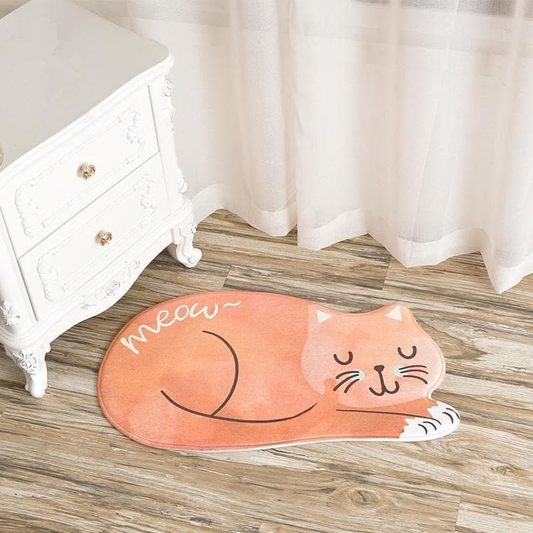 Yellow/Blue Kawaii Sleeping Cat Carpet Door Mats SP1710341