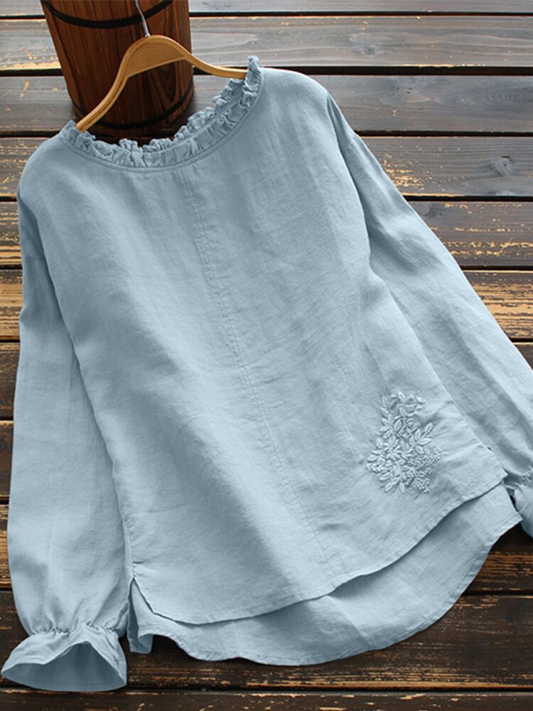 Calico Printed Ruffle Sleeve O neck Blouse For Women P1761785