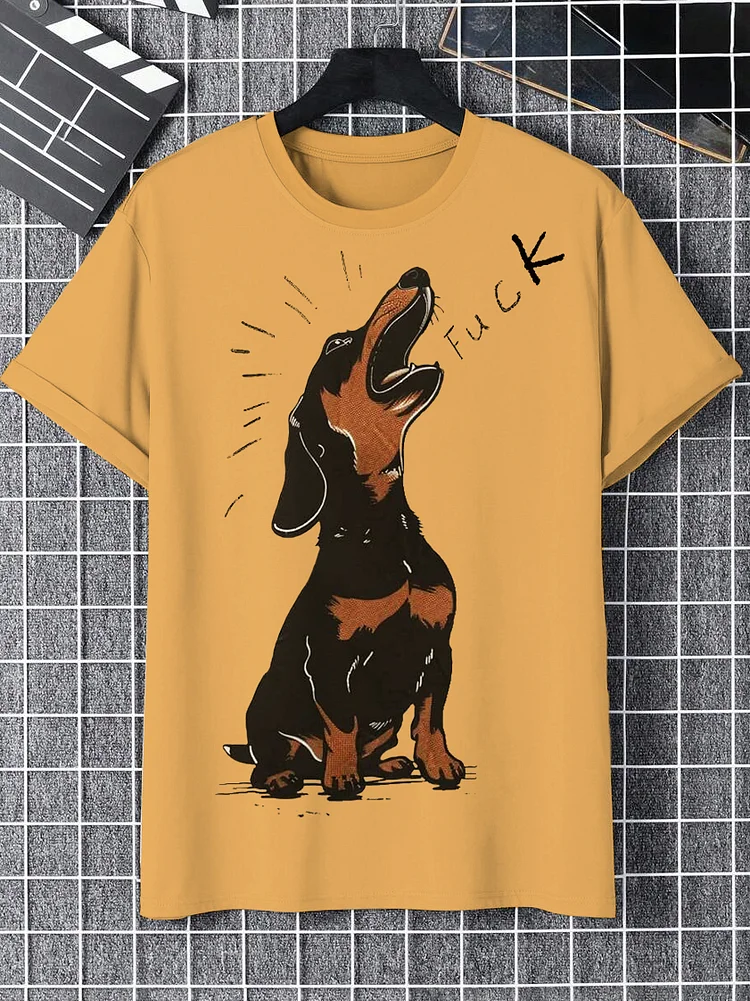 Men's Dachshund Dog Bark Art Print Cotton Casual T-Shirt