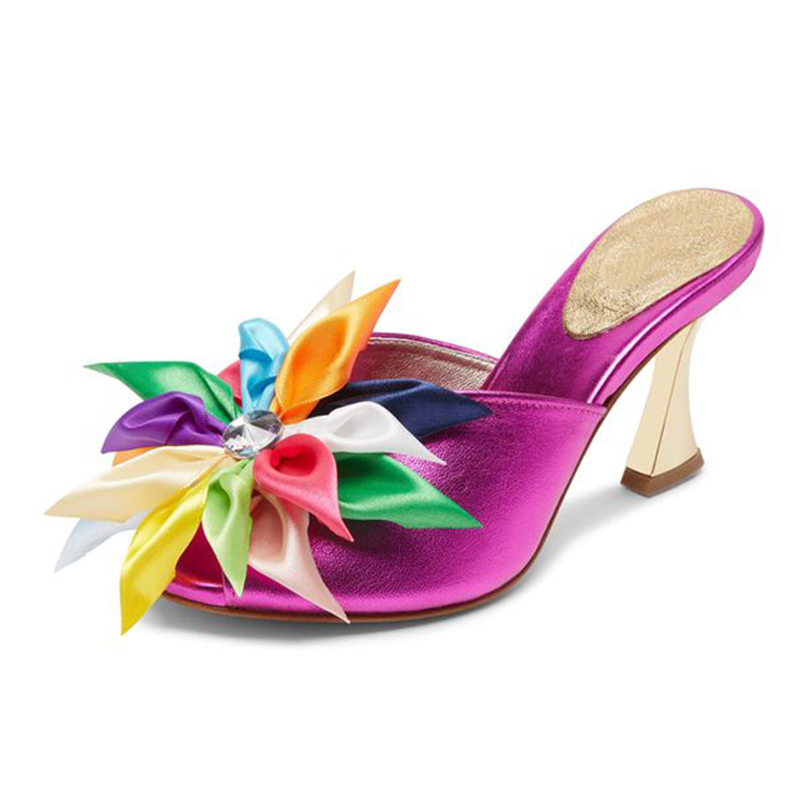 Beautiful Pink and Light Green Color Comfortable Mules main image 0