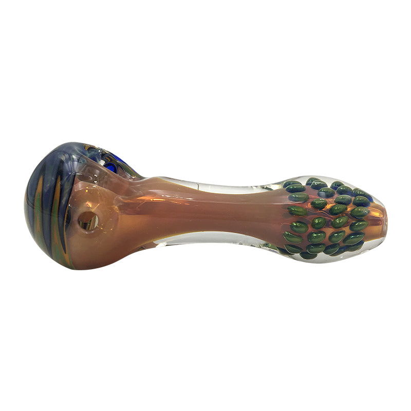 Orange Spoon Pipe Inside Green Pearl with Glass Marbles