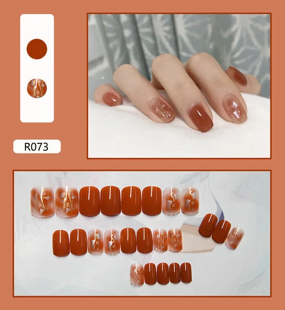 MINISO Wear Armor  Fake Nails Us Nail Tip Finished Wearable Nail Stickers Nail Shaped Piece Nail Tip Solid Color Nail Tip