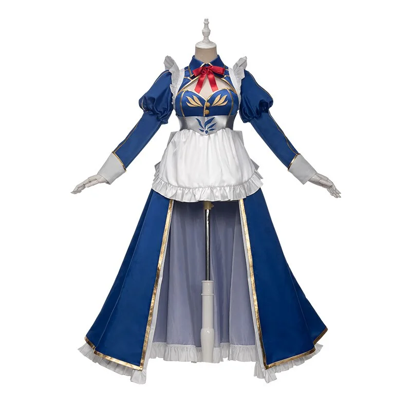 Fate/Grand Order FGO Arutoria Saber Altria pendragon Maid Lolita Blue Dress Cosplay Costume