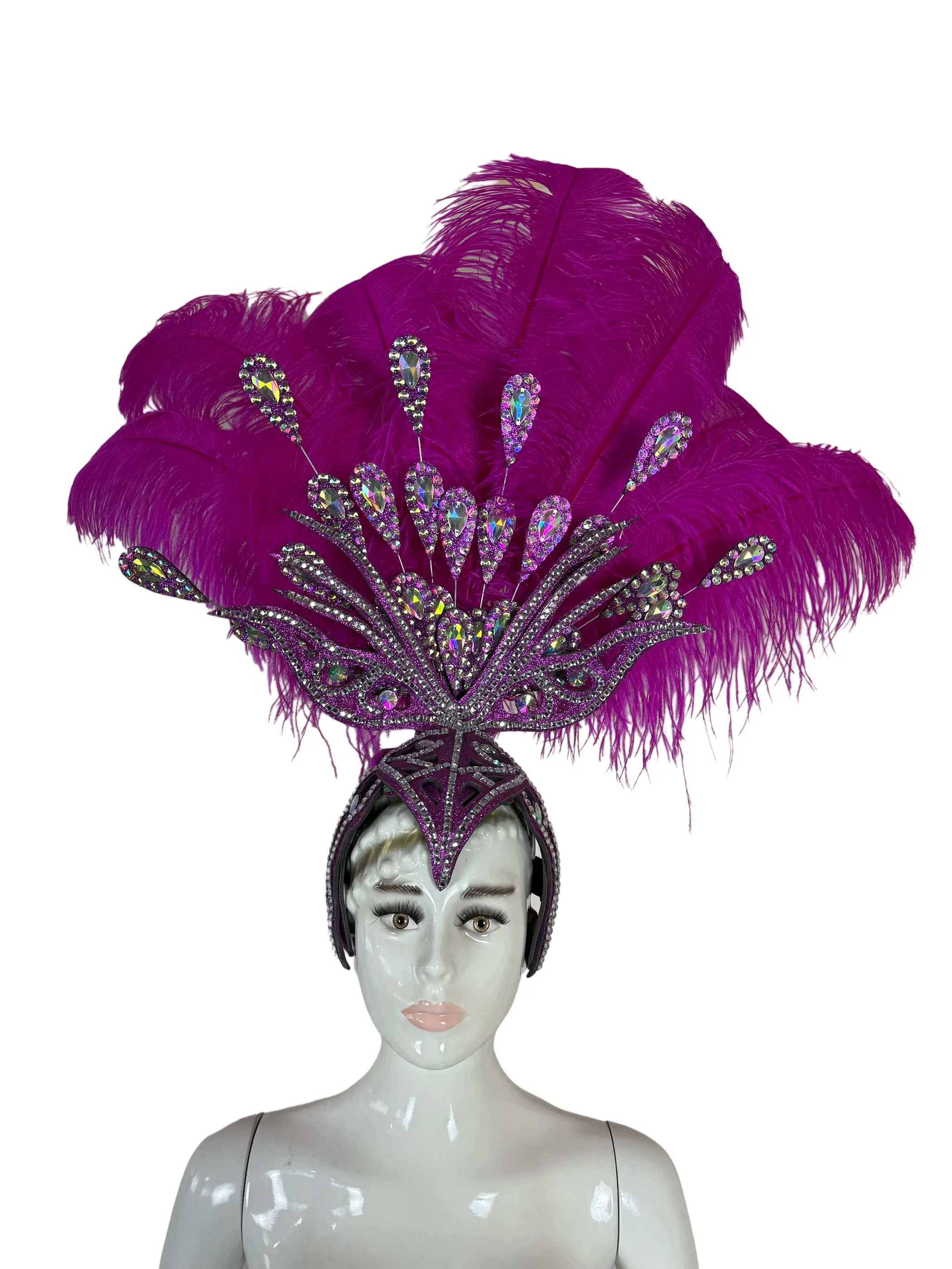 VCSHOES Feather headdress samba costume carnival halloween party bar performance hat makeup dance wings parade