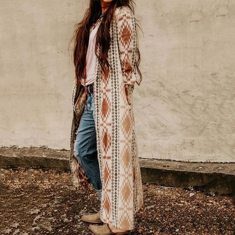Western Style Retro Knitted Cardigan Jacket