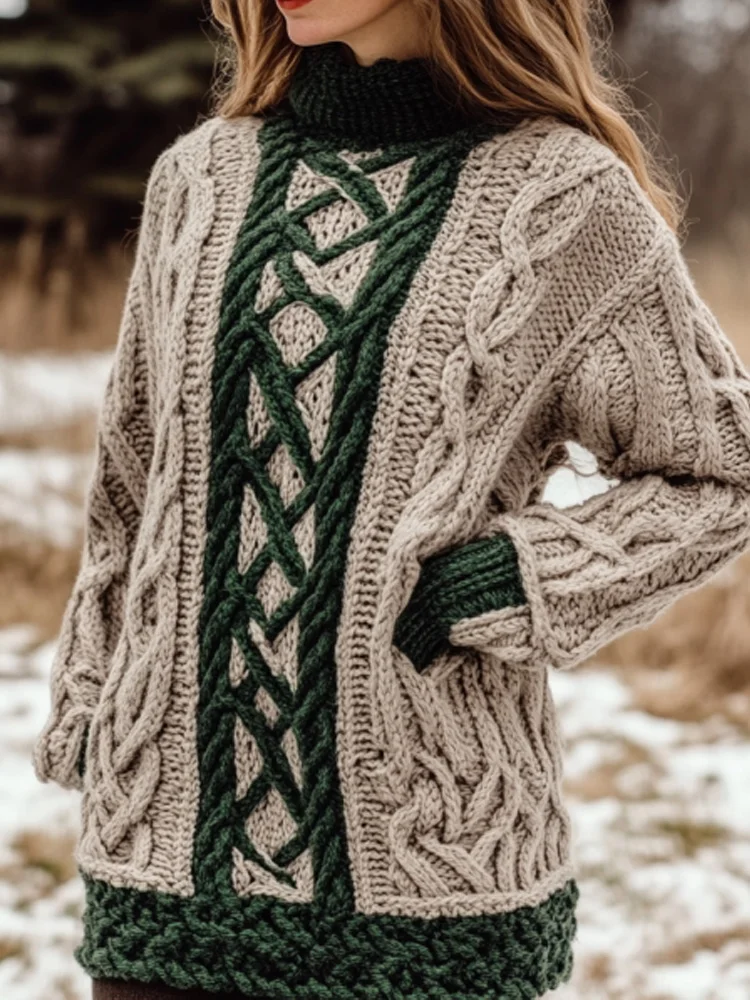 Women's Retro Irish Celtic Knot Cozy Knit Sweater