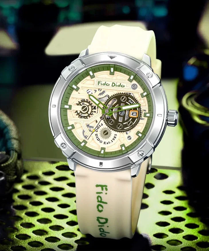 Retro Green Silicone Rubber Hollow Out Noctilucent Watches