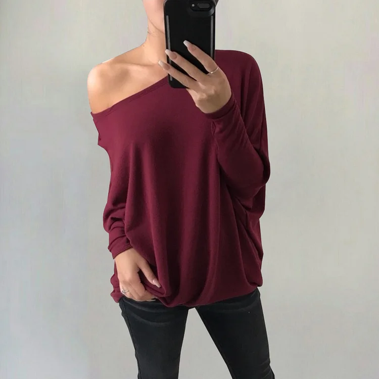 Daily Round Neck Long Sleeve Solid Color Top