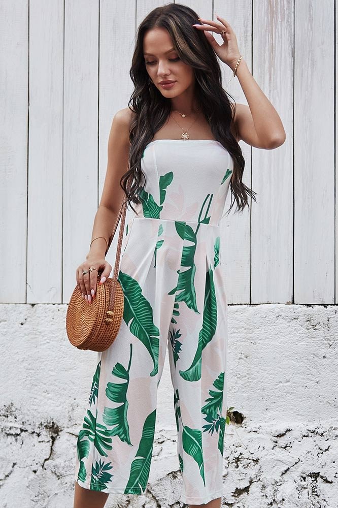 Simple Strapless Printed Jumpsuit - BlackFridayBuys