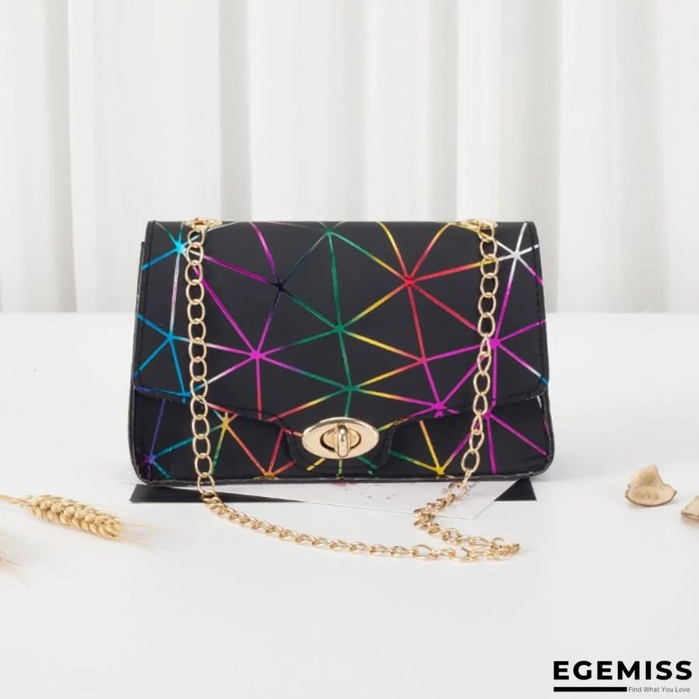Black Fashion Casual Geometric Print Crossbody Bag | EGEMISS