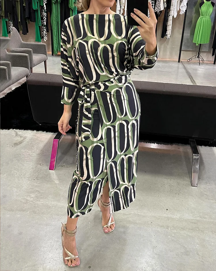 Casual Printed Top & Skirt Two-piece Set