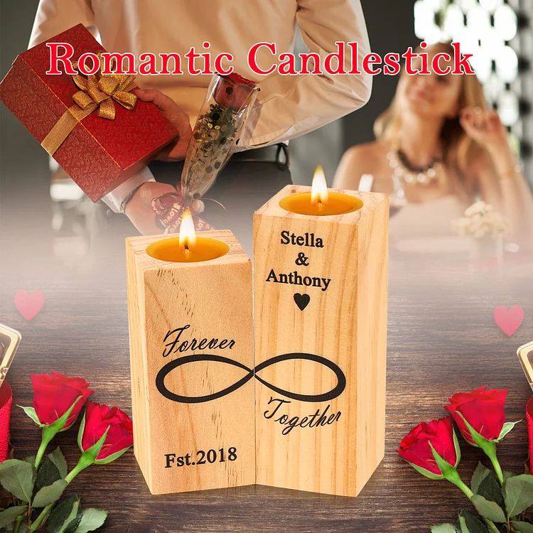 Infinity Love Personalized Photo Custom Candle Holder Wooden Decoration