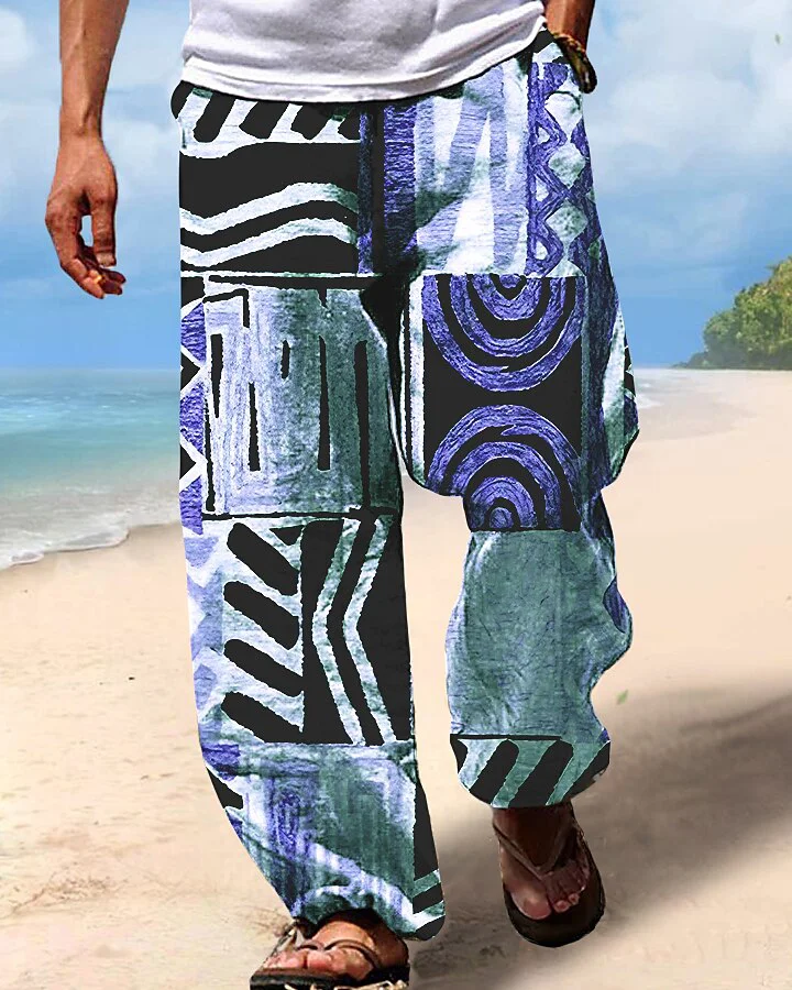 Suitmens Men's Ethnic Tribal Customs Cotton Linen Trousers 05